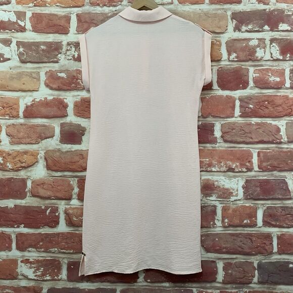 Tommy Hilfiger Dress Women's 2 Pink Crinkle Stretchy Casual Work Popover - Picture 4 of 9